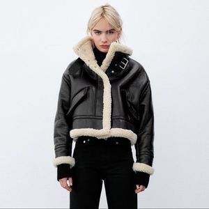 Zara Shearling Cropped Jacket